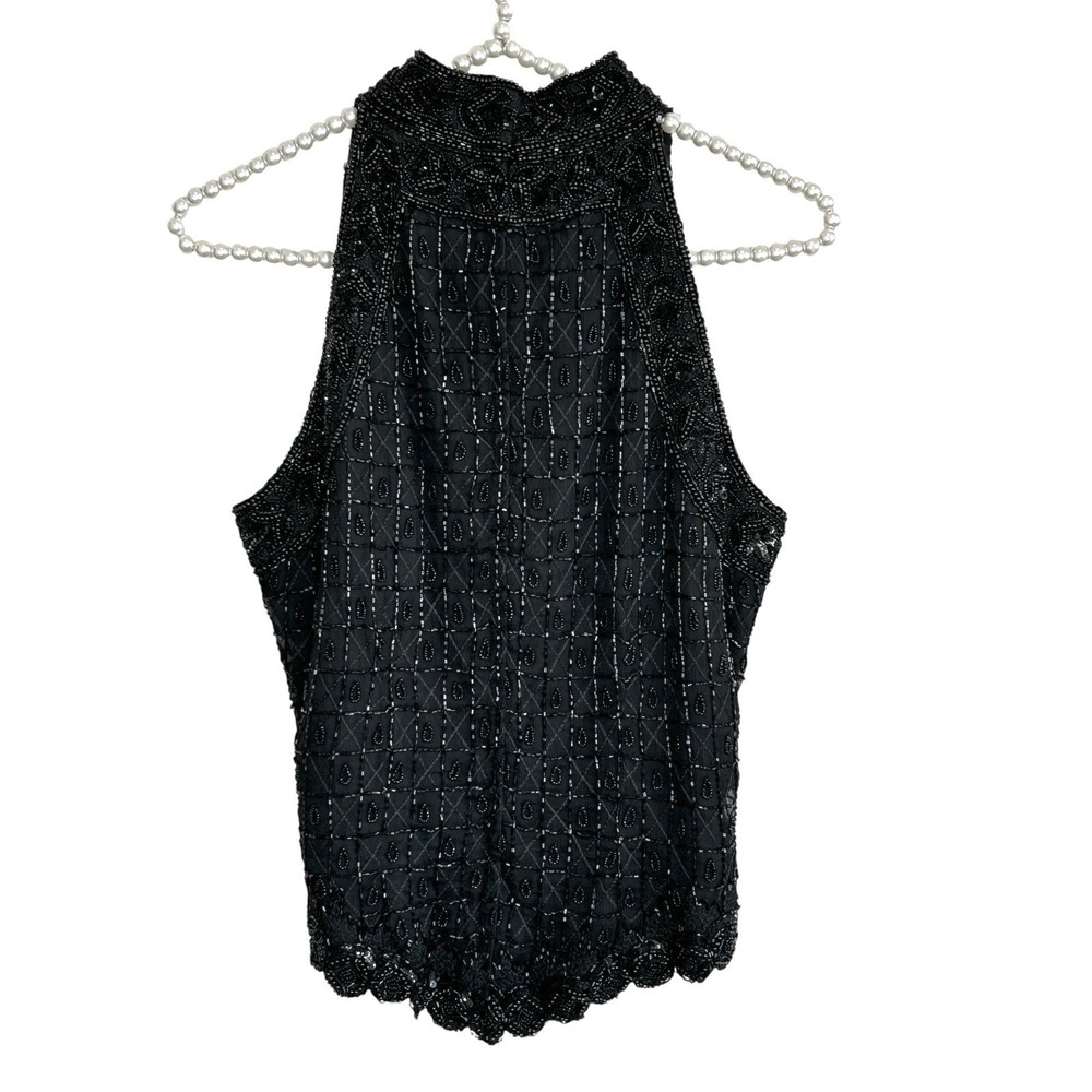 Vintage Papell Boutique Silk Beaded Halter Tank Top PM Fairy Whimsigoth Formal - Picture 2 of 13